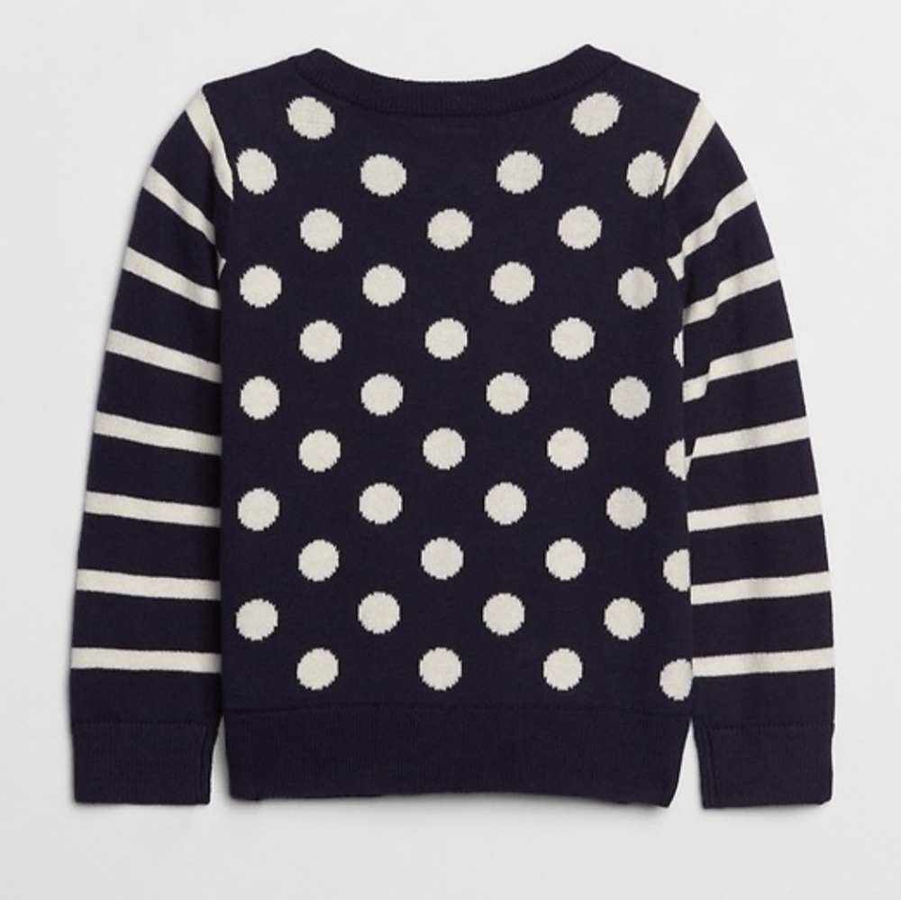Baby Gap Polka Dot Stripe Navy Sweater  | 2Y